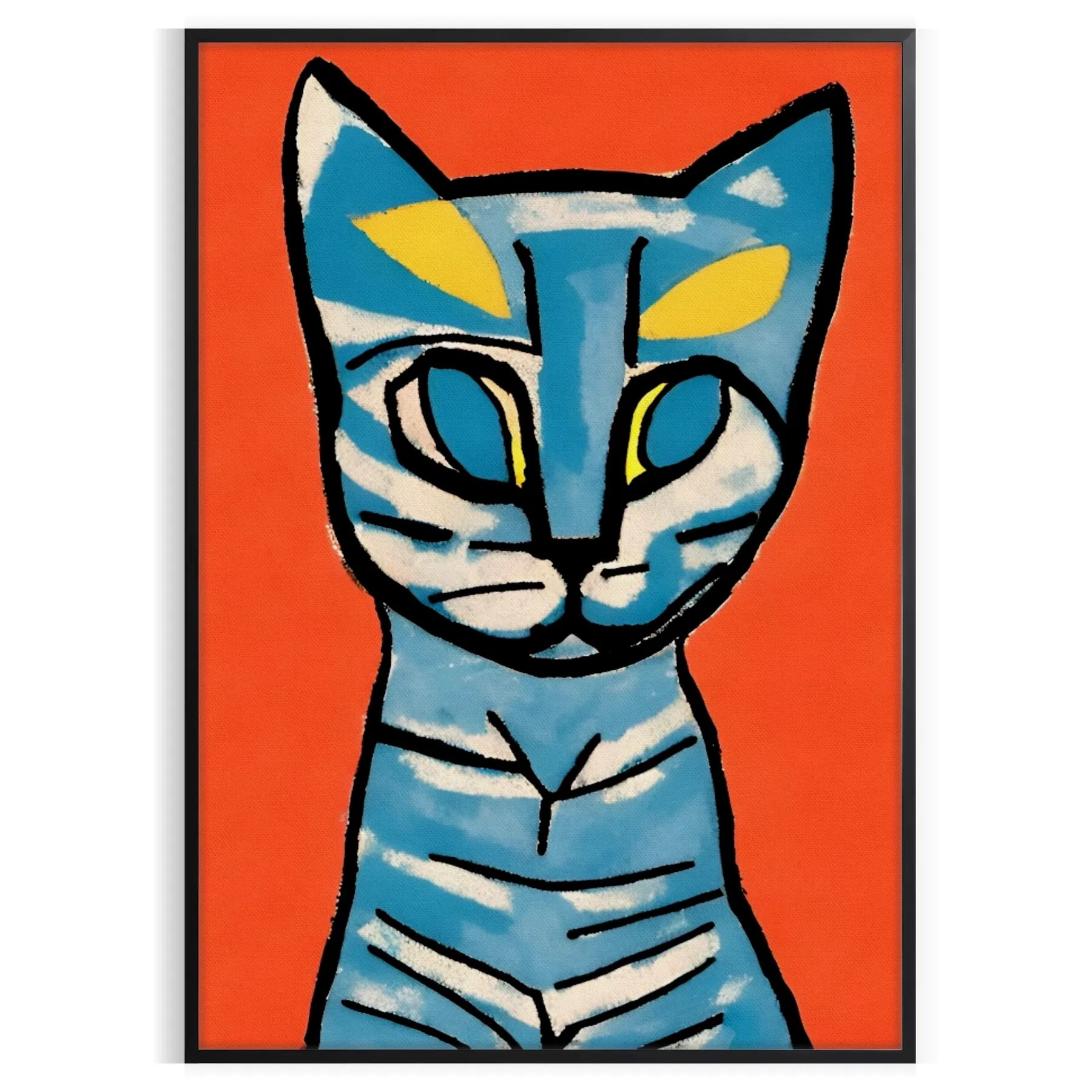 space captivating Cat Modern Art Poster vibrant blend blue brown hues stunning wall decor perfect gift print framed artwork enthusiasts